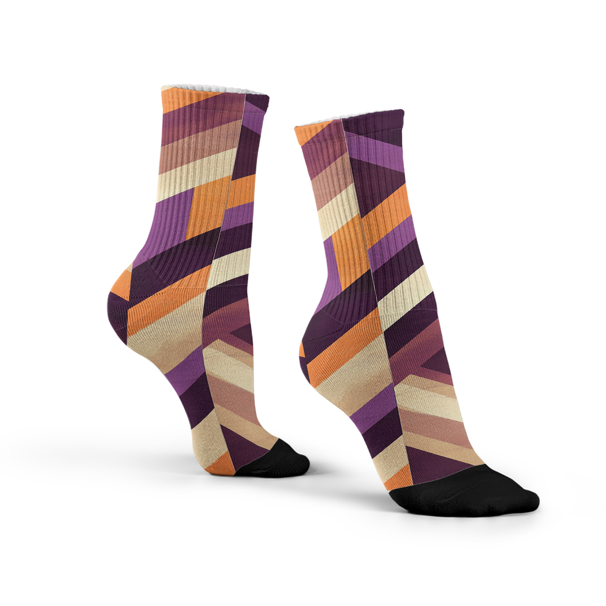 Color - Block Geometric Pattern Unisex Tube Designer Socks C084