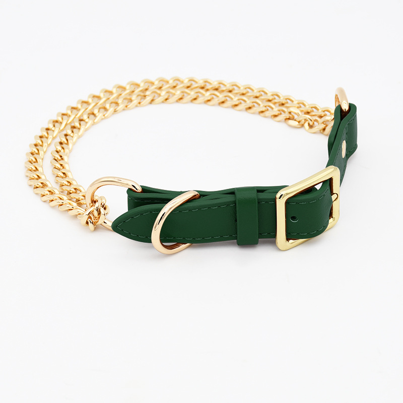 Gold stainless steel pet collar traction rope dog leash dog chain explosion-proof for medium and large dogs - view 7