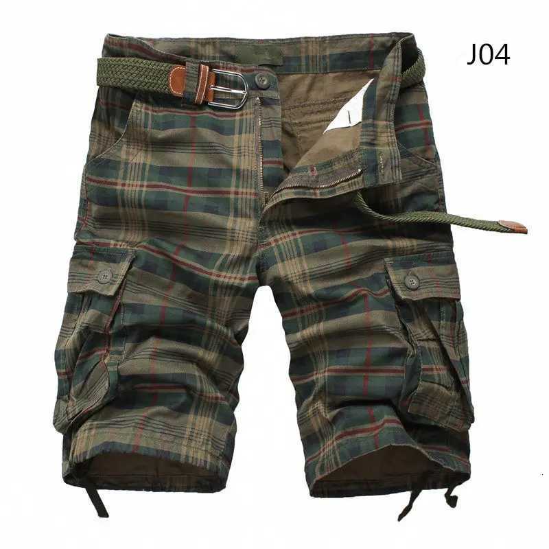 2025 Summer Men Shorts Fashion Plaid Beach Shorts Mens Casual Shorts Military Short Pants Male Bermuda Cargo Overalls No belt Y250814