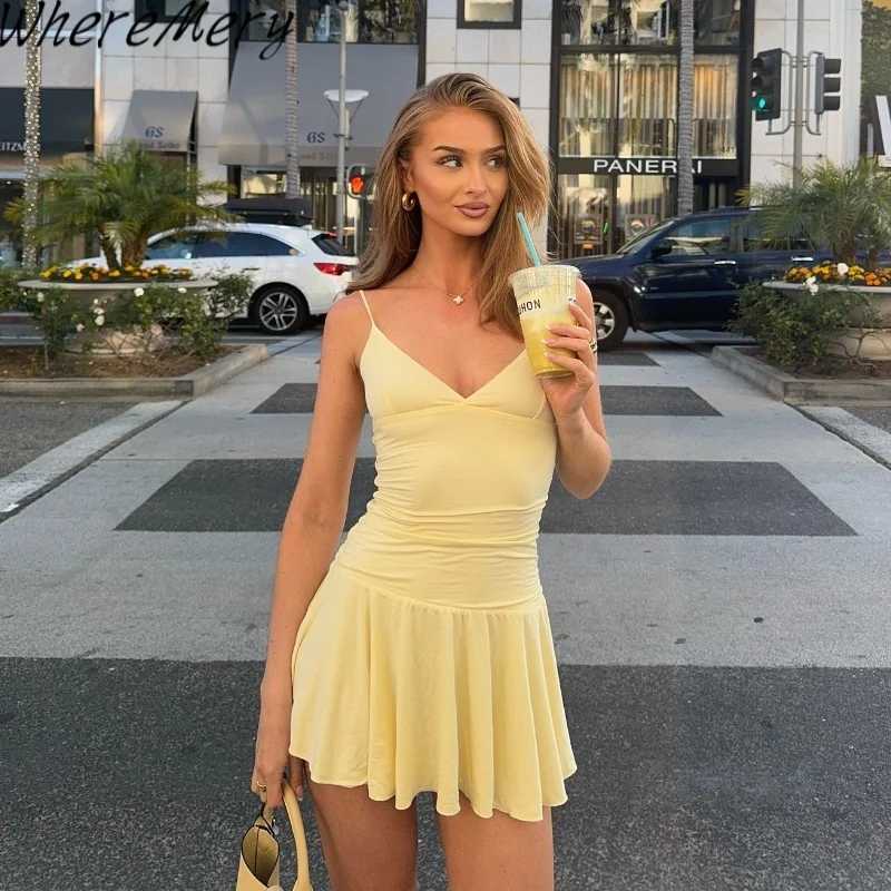 Vermery Casual Solid Off Shoulder V-neck Slim A-line Dress Sexy Fashion Sleeveless Streetwear Mini Dresses Summer New Vestidos XJ250722