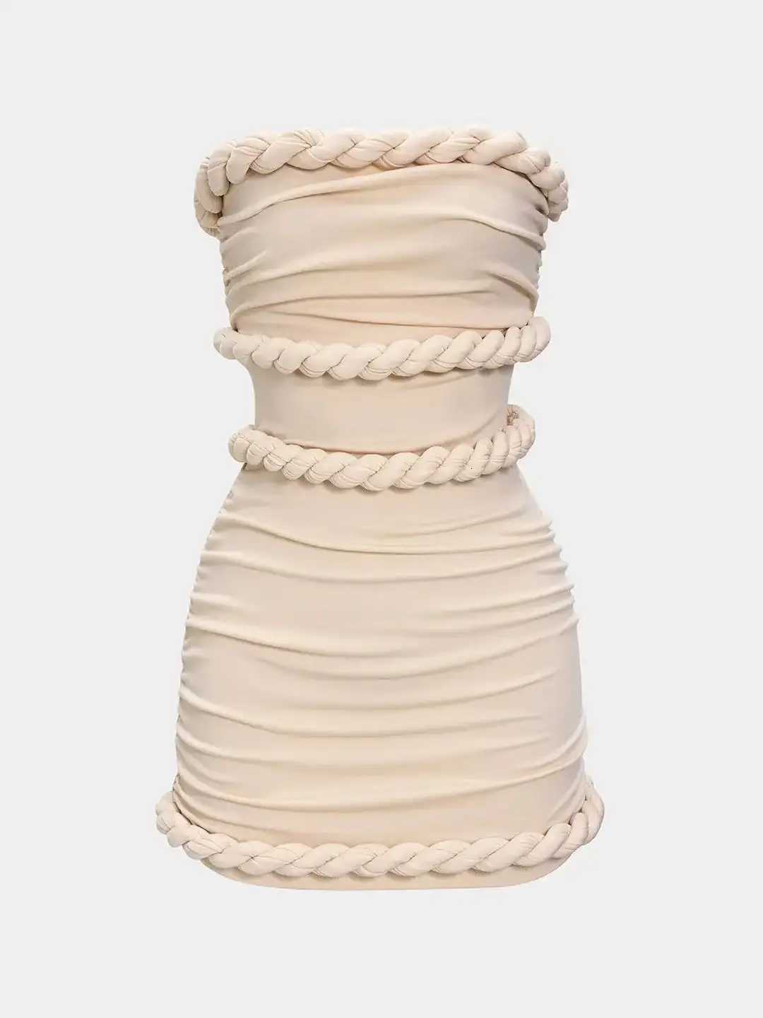 Twist Knot Strapless Sleeveless Mini Dress Strapless Dresses Short Women White Bandage Dress Summer Party Evening Fe XJ250722