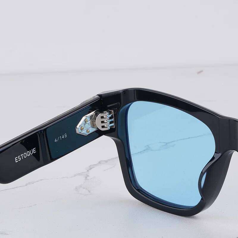 ESTOQUE Men's Vintage Craft Square Black Sunglasses Light Luxuy Designer Brand Top Quality Thick Acetate Solar Glasses for Male