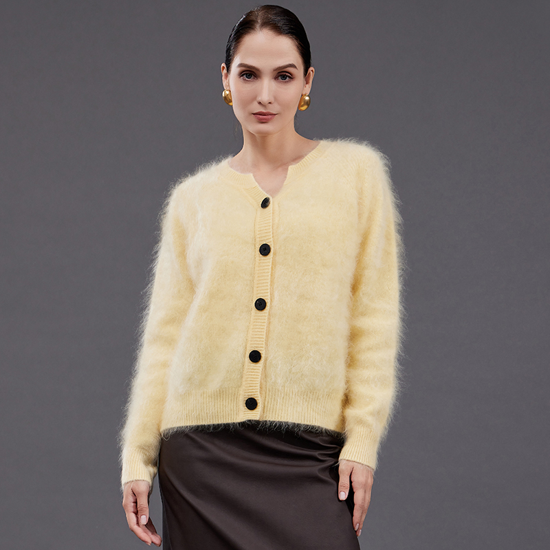 100% Pure Cashmere Women's Fashion Scissor Collar Cashmere Knit Cardigan Sweater Jacket hot-sale products