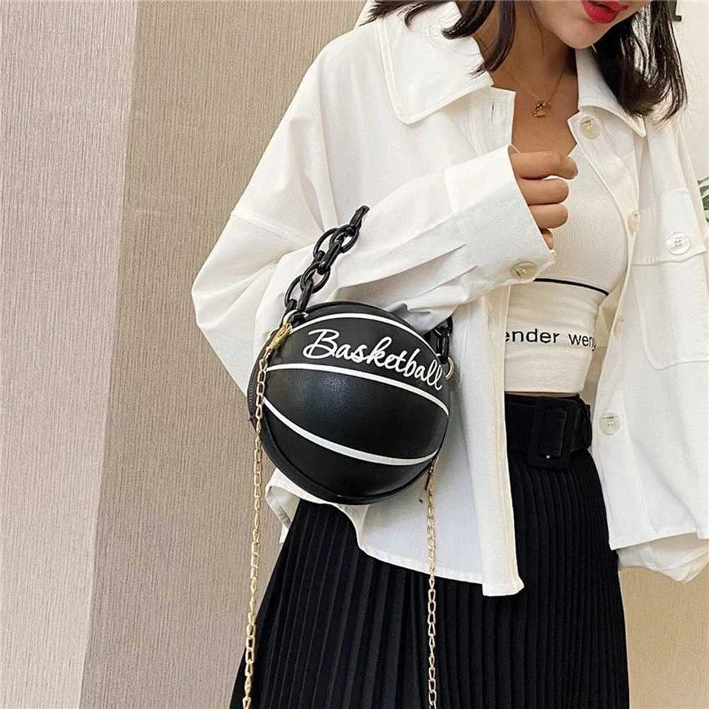 Fi Chic Wen Ball Handbag Round Basketball Football Shape Party Dress Faux Leather Crossbody Girls Coin Purse Shoulder Bag Y250722