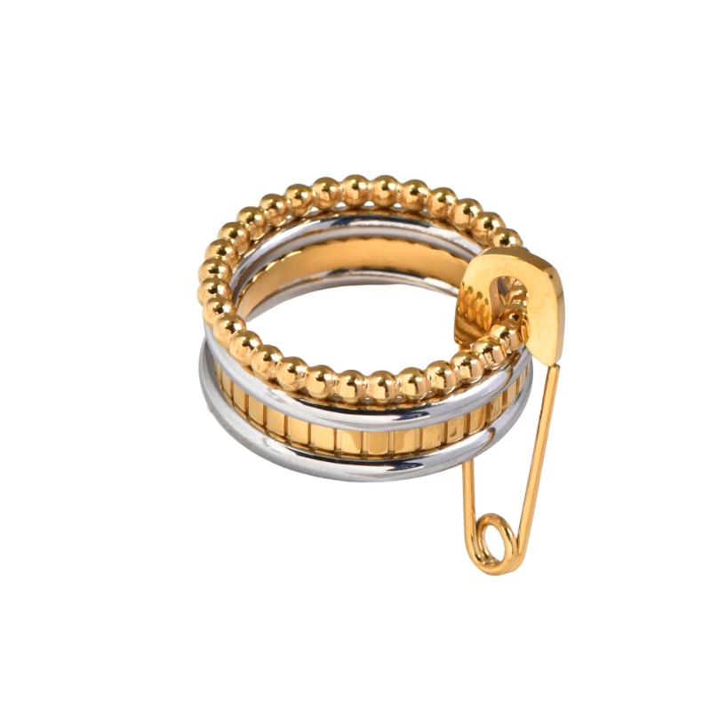 Designer Jewellery High Quality Multi Layer Stacked Titanium Steel Non Fading Ring Cross Border Popular Textured Jewelry Gift