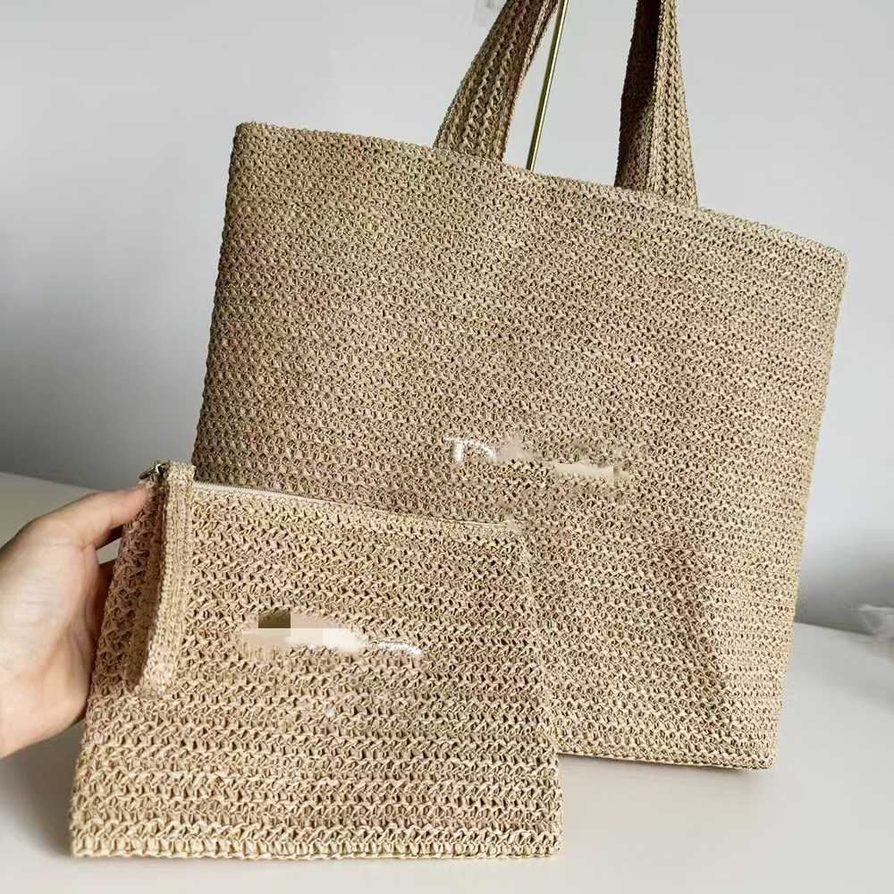 Designer Women Lady Straw Bag Shoulder Beach Bag with Handle Knitted Giveaway Bag Classic Cosmetic Beauty Pouch Makeup Organizer Box Storage Case VIP Gift Box