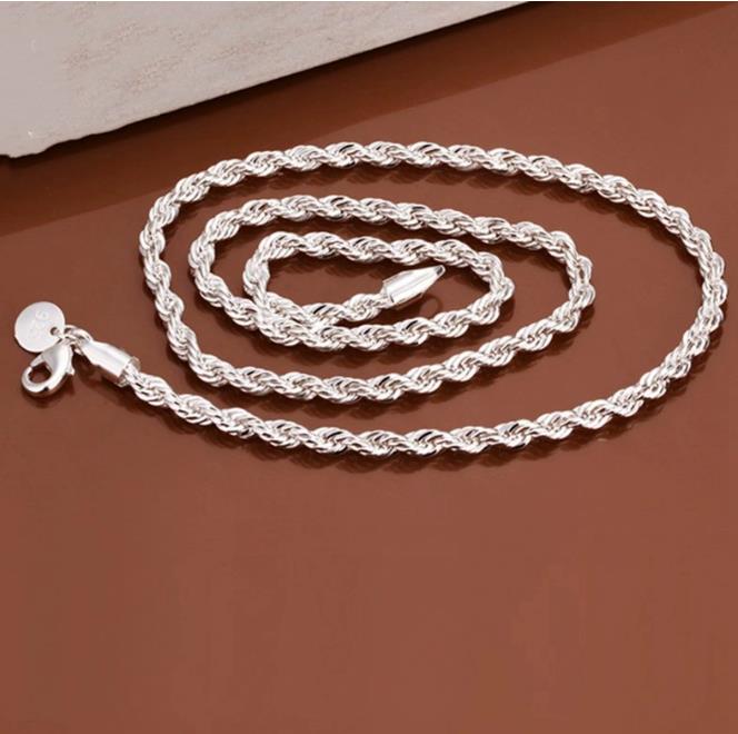4mm Braided Necklace Sweater Chain Sier Jewelry Free delivery to your doorstep
