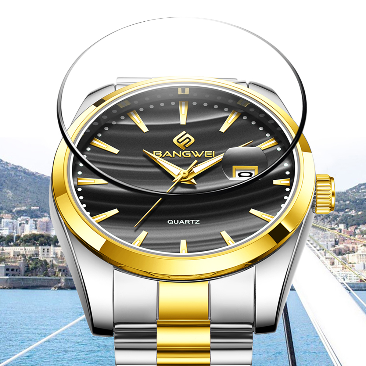 LIGE men's watch stainless steel strap fashionable luminous fashion analog quartz watch men's waterproof casual watch Business watch