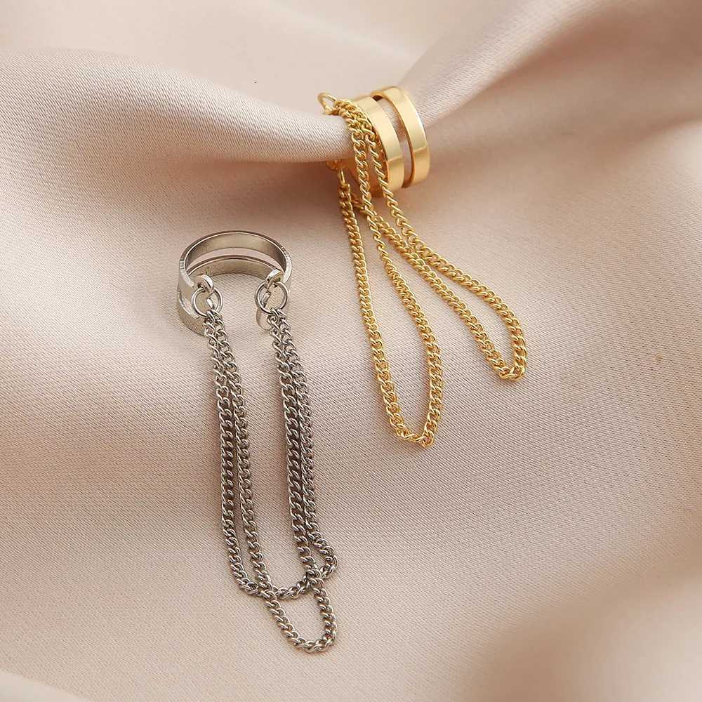 Silver Color Long Tassel Ear Cuff Multilayer No Piercing Hook Clip Earrings for Women Simple Temperament Jewelry Gift XJ250722
