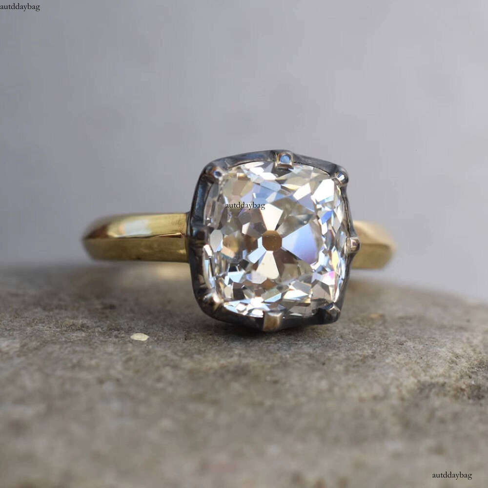 Embedded frame set of silica engagement with dragon and 3.00 Ct antique pad cutting wedding old mine diamond ring