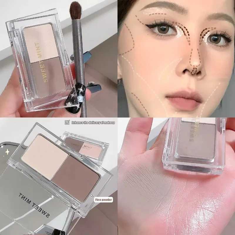 2 Color Tone Shading Shadow Powder Palette Contouring Highlighting Bronzer Brighten Contour Three-dimensional Nose Makeup Shading Palette W250722