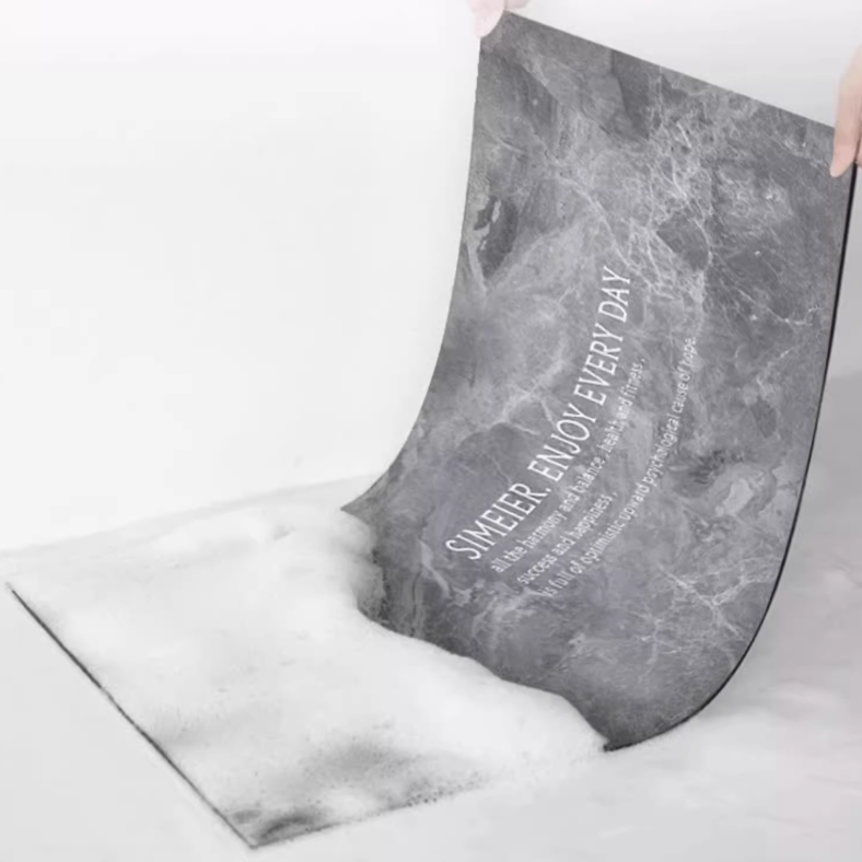 Non-Slip Dark Grey Rubber Bath Mat Quick Dry Absorbent Bathroom Rug for Shower Floor (40*60cm)