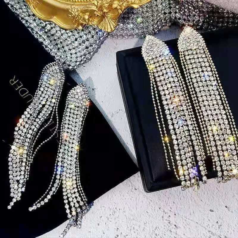 Long Tassel Earrings for Women Korean Crystal Drop Earring Girls Accessories Statement Gold Color Earrings Jewelry Gifts XJ250722