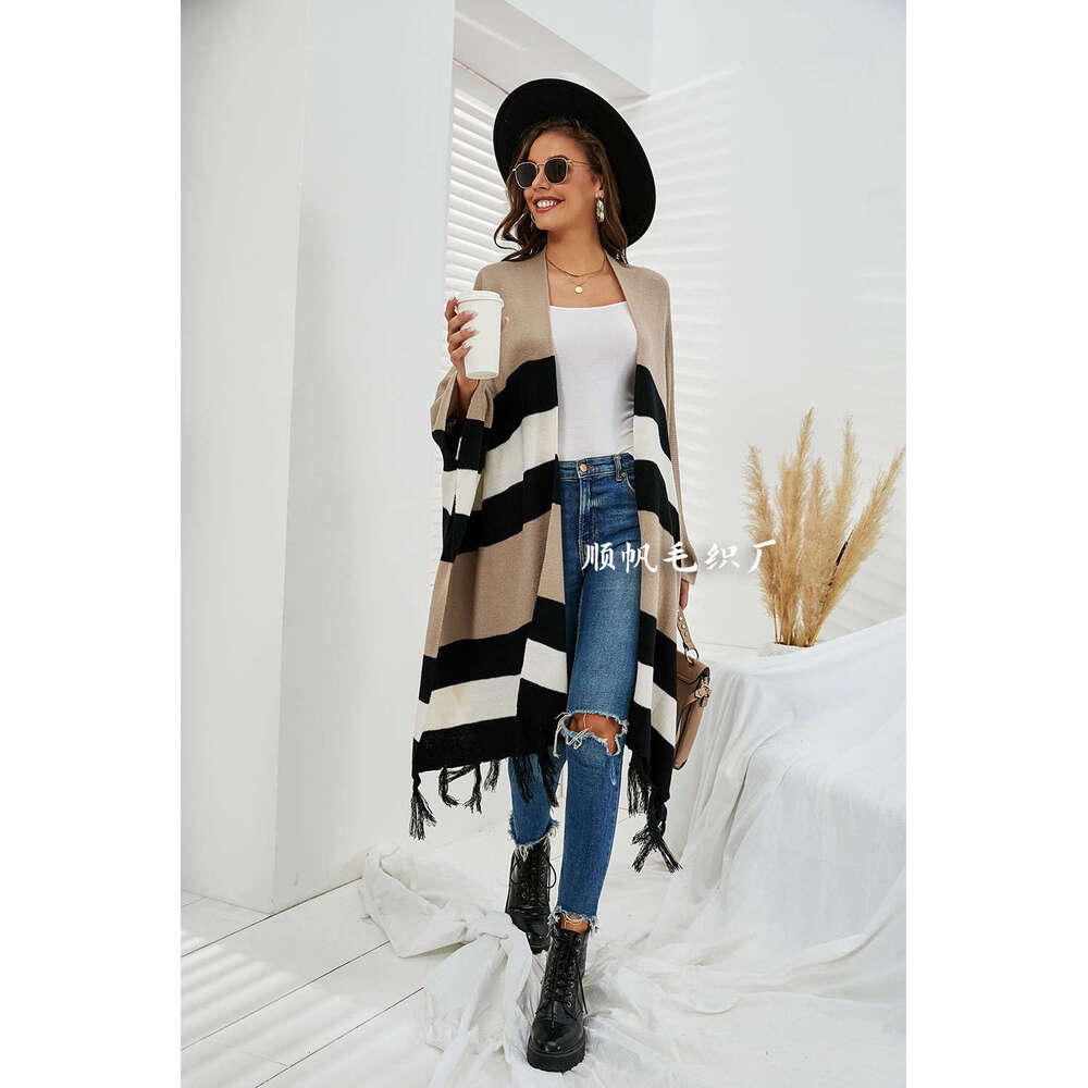 Autumn Winter New Women's Clothing Plus Size Tassel Ins Sweater Knitted Cardigan Off-Shoulder Coat B5
