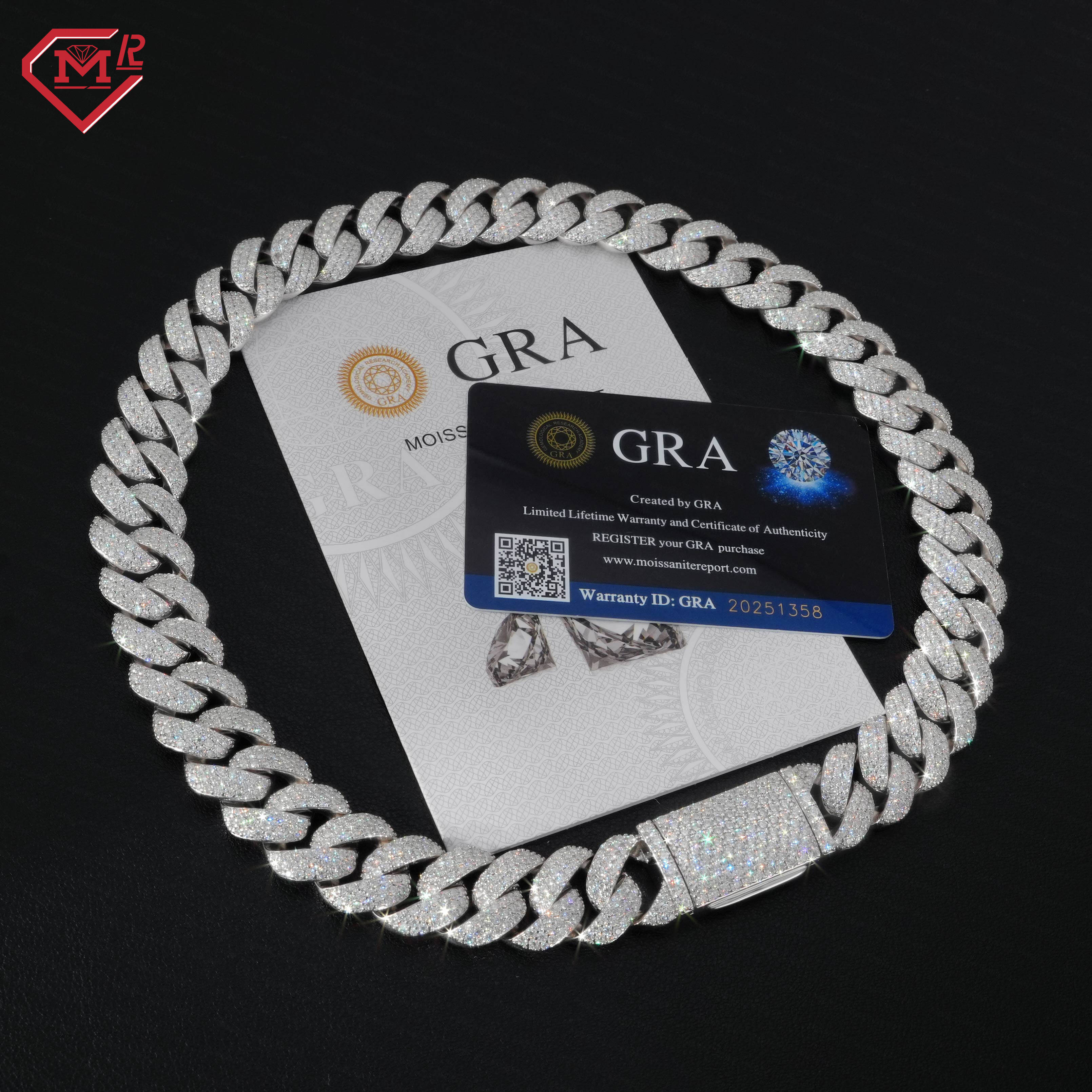 18MM Miami Moissanite Cuban Link Chain Stock 925 Sterling Silver Hiphop Jewelry Moissanite Cuban