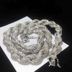 Twisted Moissanite S 10k 14k Solid Gold Hip Hop Men Jewelry Cuban Necklace Iced Out Vvs Dia Rope Chain
