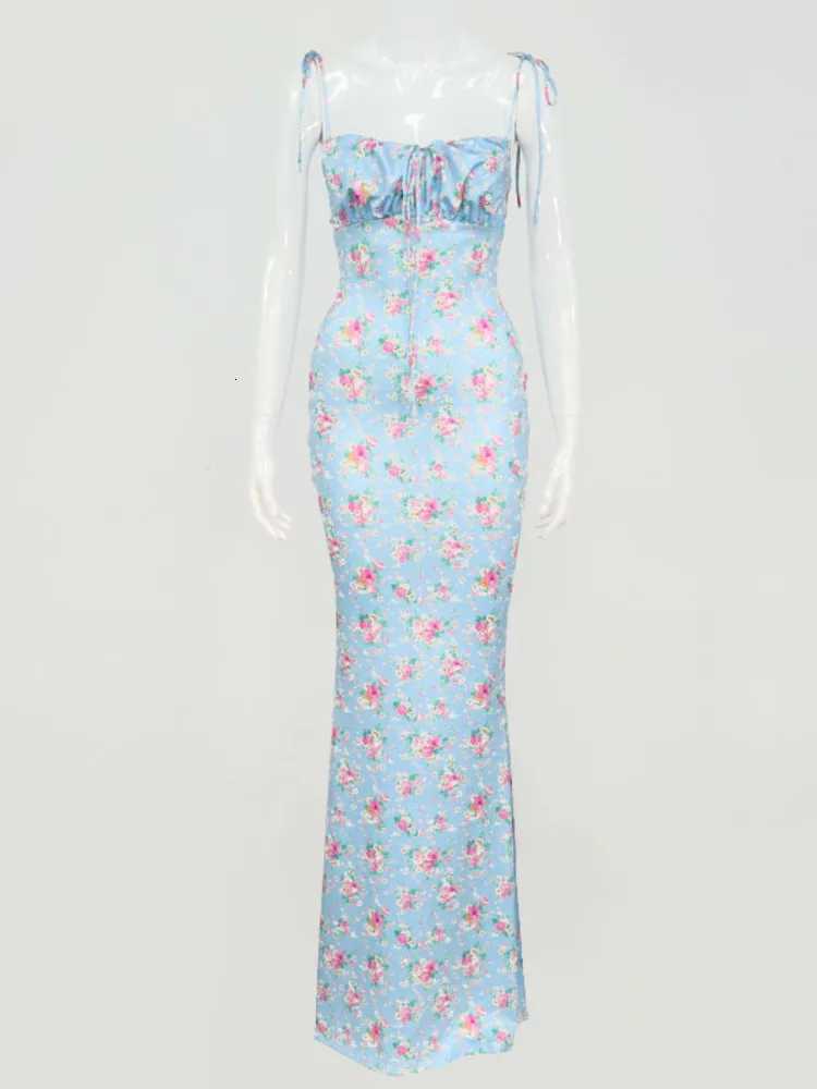 Josiaoprah Sexy V-Neck Long Maxi Dress Ele Vintage Floral Printed Party Dress Spring Summer Holiday Style Dresses Vestido XJ250722