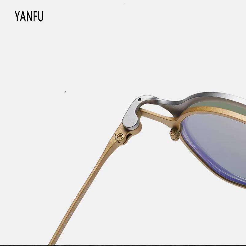 Retro Male Glasses Magnetic Clip Pure Titanium Sunglasses Men Round Vintage Trendy UV400 Eyewear Man Magnetized Lenses 148mm