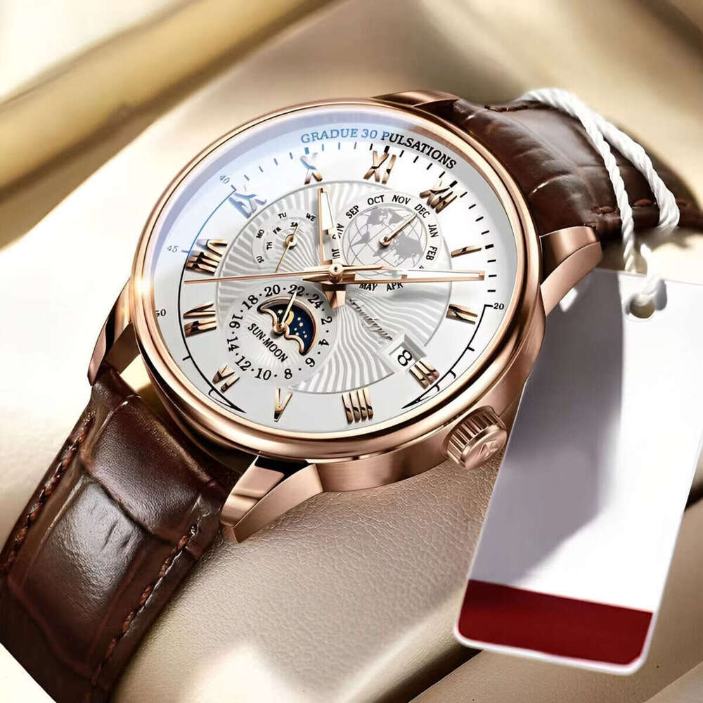 DHwatches POEDAGAR Men's Slim Waterproof Watch - Luminous, Date Display, 50M, Ultra-Thin 7mm, Stainless Steel Band, Quartz Movement