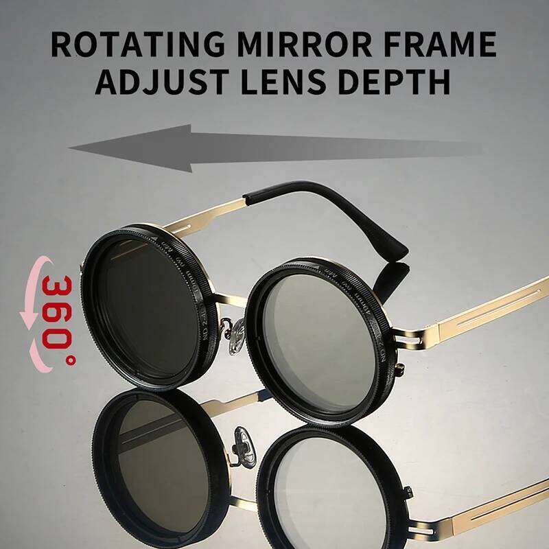 KAMMPT Adjustable Tint Polarized Sunglasses with Built-in ND Filter Men Fashion Vintage Design Shades Women Anti-UV Sun Glasses