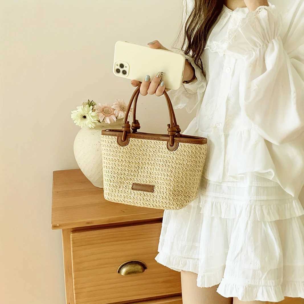 Vai beach style woven bag hand-held crossbody bag new mens bag rope knot vegetable basket bag woven bag Y250722