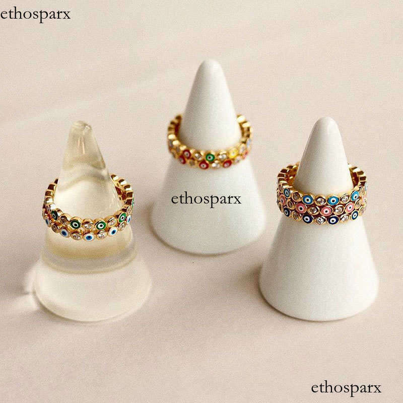 Women Fashion Jewelry Adjustable Rainbow Turkish Eyes Open Ring Micro Pave Evil Eyes CZ Ring For Wedding Engagement Gift