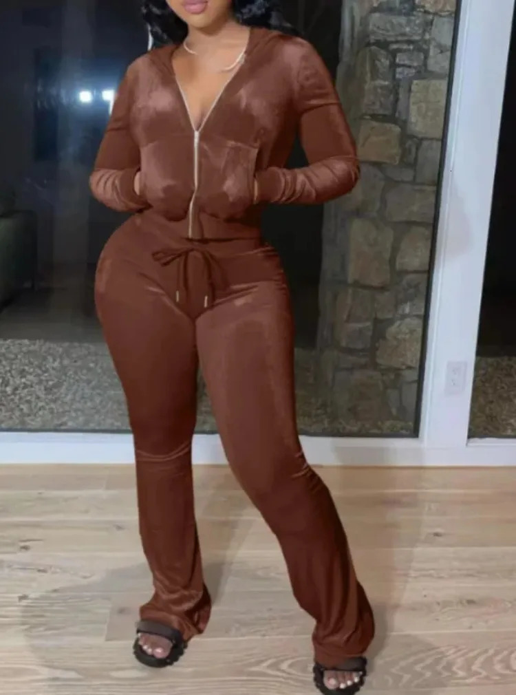 Plus Size 1XL-5XL Women Fashion Round Neck Solid Color Two Piece Set Ladies Casual Long Sleeve T-Shirt Pants Outfit 250714