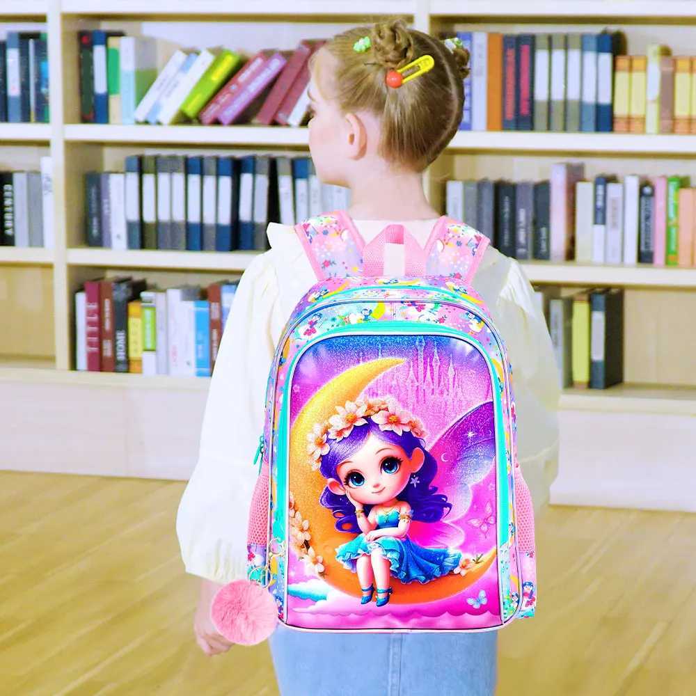 3PCS Girl Backpacks for Elementary Kids Backpack School with Lunch Box 16 Bookbag for Girls 3 in 1 Set for Water Resistant Y250722