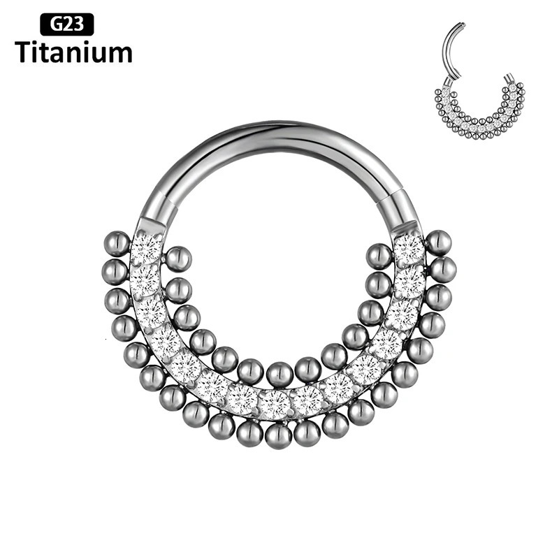 G23 Helix Piercing CZ With Ball Earring Septum Nipple Ring Conch Cartilage Tragus Piercing Jewelry ASTM 36 Nose Rings 250722