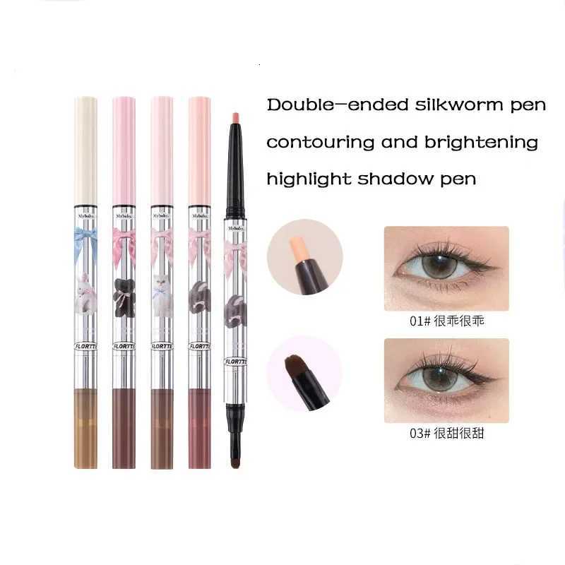 FLORTTE Double Ended Silkworm Pen Contour Brightening Highlight Shadow Pen Delicate Long Lasting Waterproof Cosmetics Makeup W250722