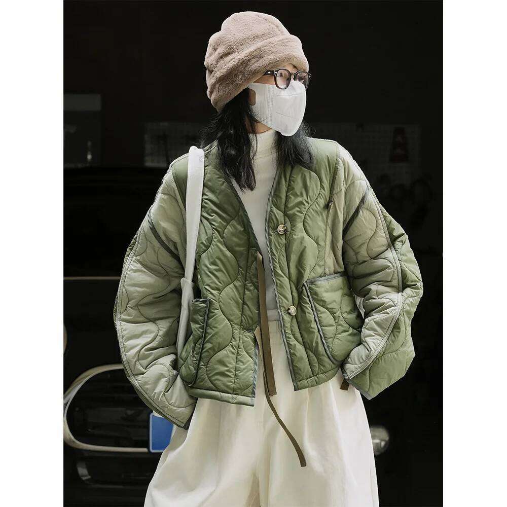 hoodie Light Jacket Winter Clothes Parka V-neck Single-breasted Warm Female Coat Casual Outwear Solid Women Top Short jacket