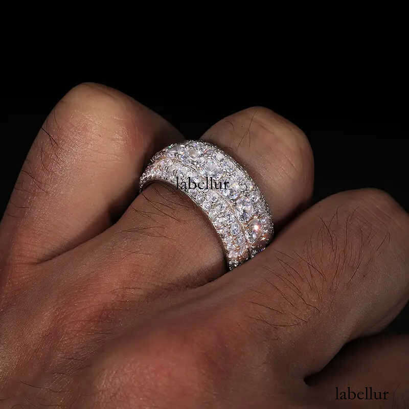 S925 Sterling Silver Hip Hop Moissanite Ring 18K Gold Plated GRA Certificate Full Moissanite Diamond Rings Jewelry for Men Women