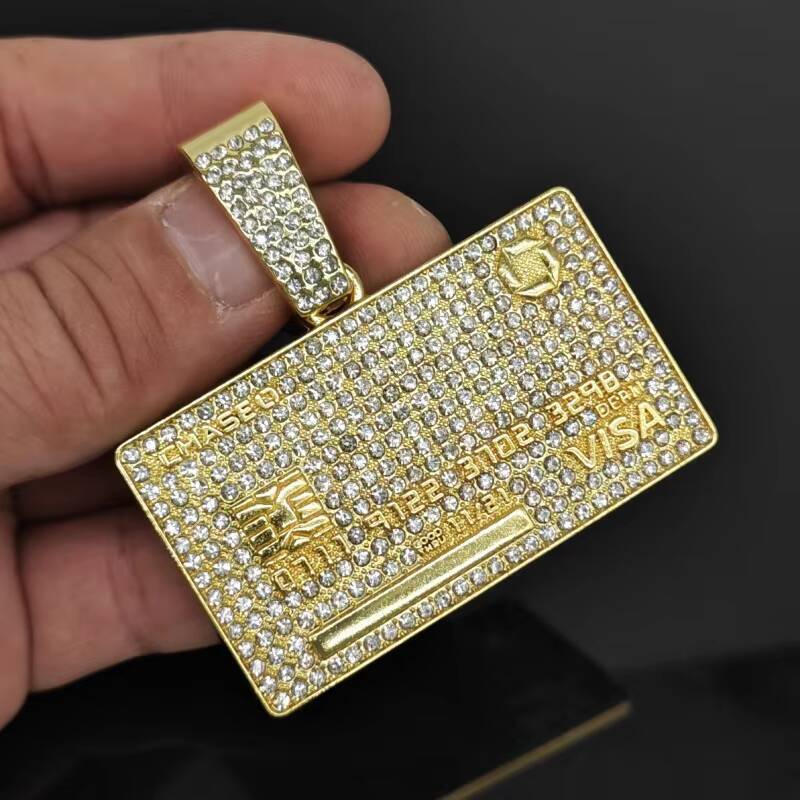 Custom Two-Tone Hip Hop Bling Rhinestone Heavy Moissanite Chain Pendant Necklace Gold Ice Plating with Cuban Link Letter Shape