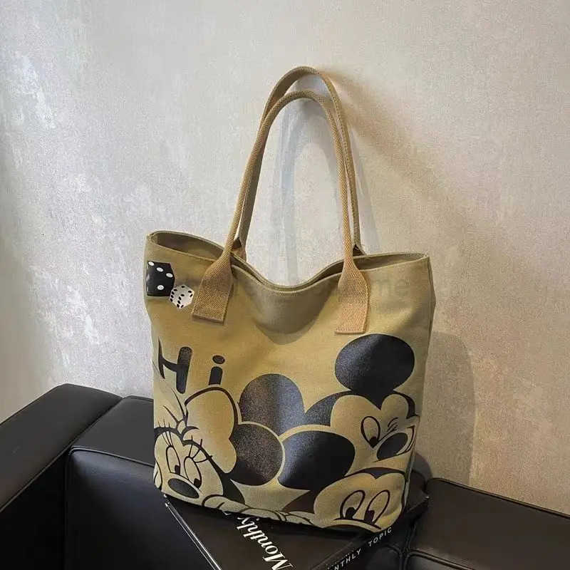 Disney Mickey Graffiti Womens Shoulder Bags Large Capacity Canvas Tote Handbag Daily Commuting Laptop Bag W250722