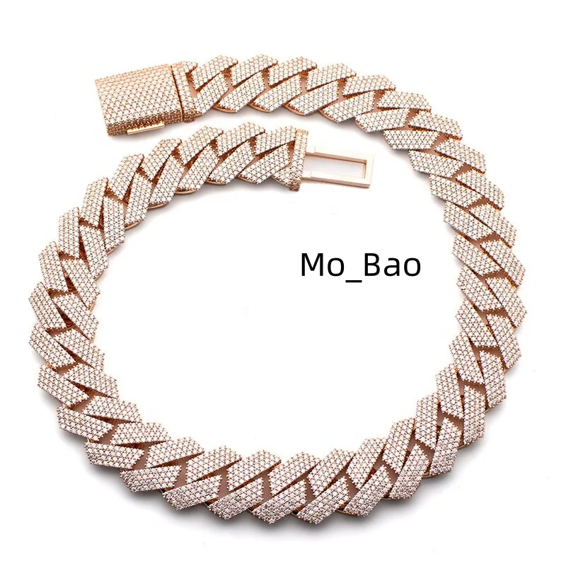 14K Rose Gold Tennis Link Chain Customizable VVS Moissanite Diamond Necklace Cuban Link Chain High Quality Fine Jewelry for Men