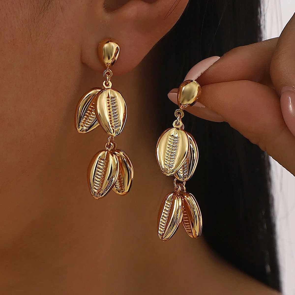 New Trend Stainless Steel Shell Earrings for Women Waterproof Conch Starfish Long Tassel Metal Earring Beach Party Jewelry Gift XJ250722