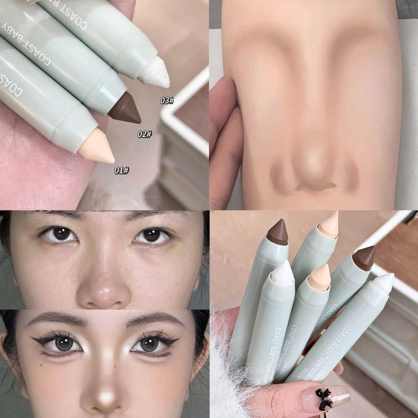 3D Contour Stick Moisturizing Silky Natural Matte Shimmer Face Brightener Multifunctional Highlight for Nose Shadow Makeup Contour W250722