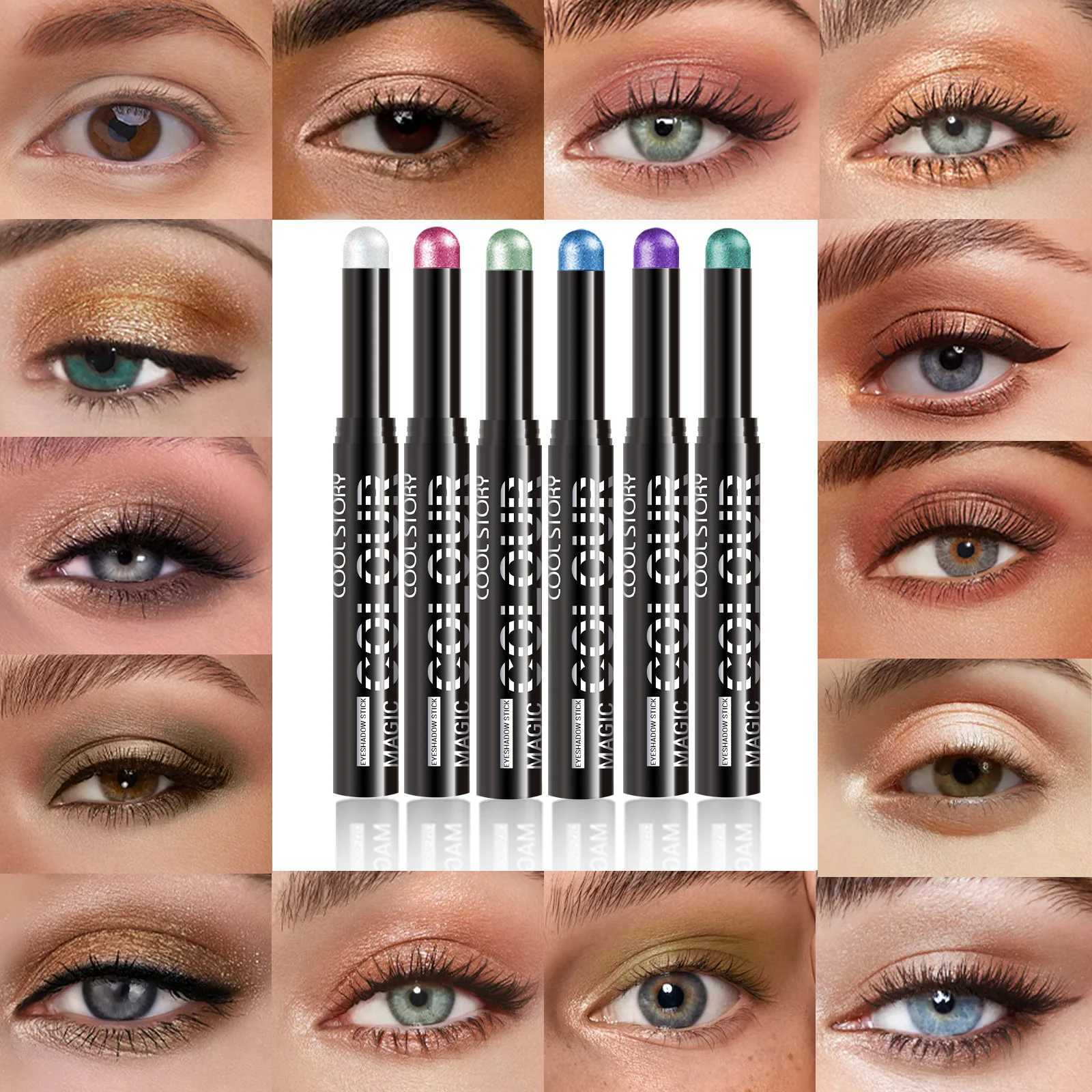 Cool Story 6 Color Eyeshadow Stick Set Lescent Retoung Highlighting Croung Pencil Lazy Eye Makeup Pencil W250722