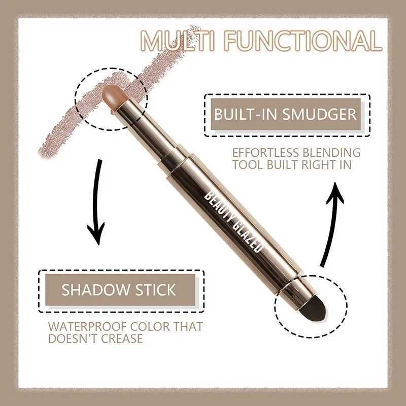10 Color Double Ended Eyeshadow Stick with Sponge Brush Shimmering Long-lasting Eyeshadow Pen Portable Makeup Cosmetics W250722