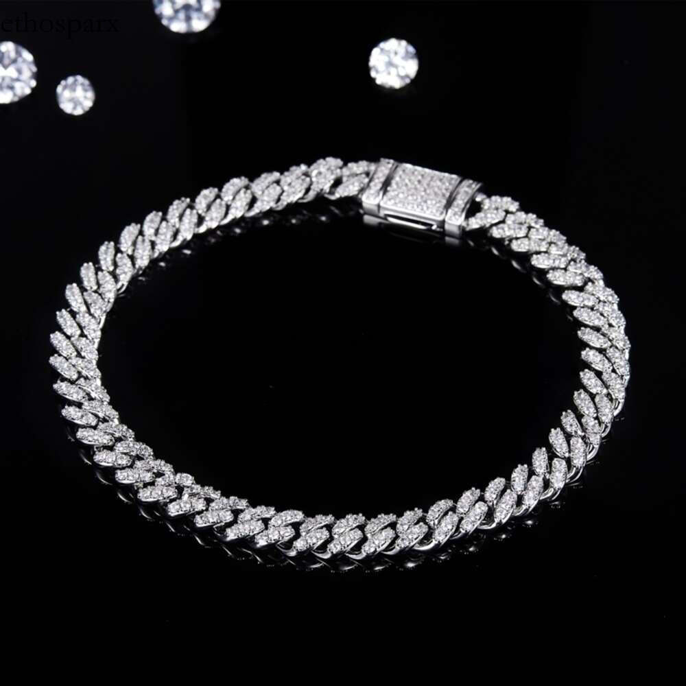 6mm hip hop iced out 925 silver necklace link cuban mossinate diamond vvs moissanite chain fine jewelry