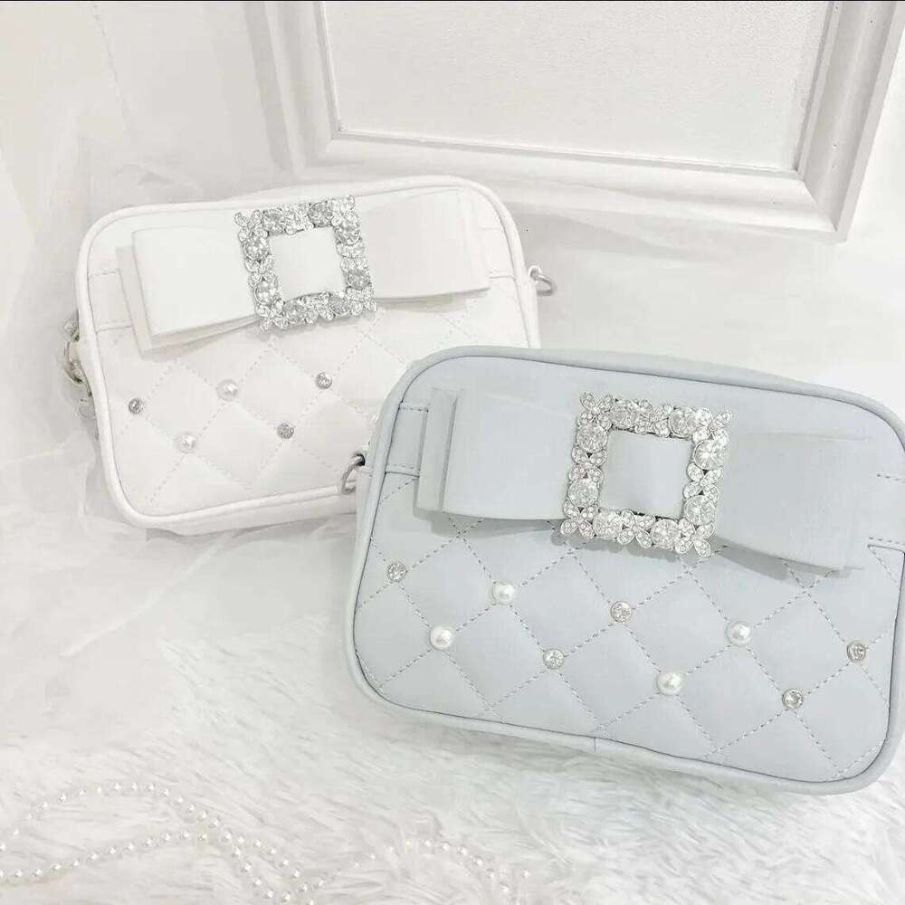 Dia Bow Pink Square For Women Mine Series Beading Pearl Y2k Messenger Hot Girls Sweet Kawaii Shoulder Crossbody Bag