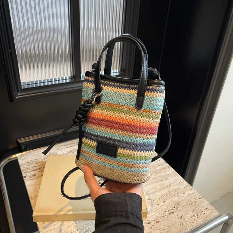 Mini Striped Str Crossbody Bags for Women Summer Shoulder Bags Handbags and Purses Weave Beach Bag Y250722