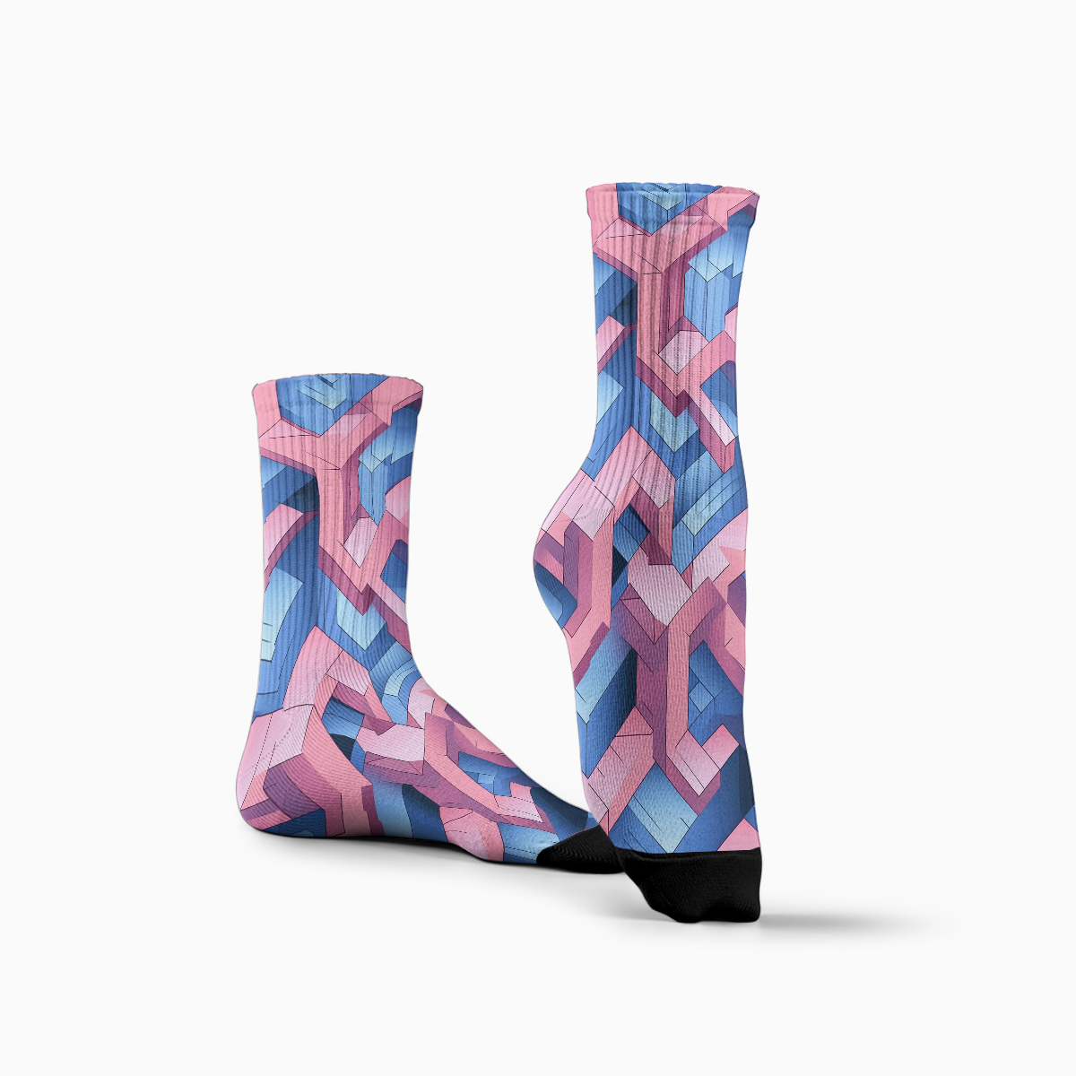 3D Geometric Cube Unisex Tube Designer Socks C082