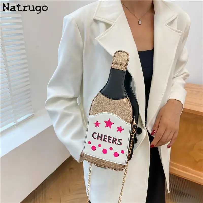 Creative Bottle Shape Chains Crossbody Bags for Women Designer Funny Shoulder Bags Cute Lovely Small Purse And Handbag Y250722