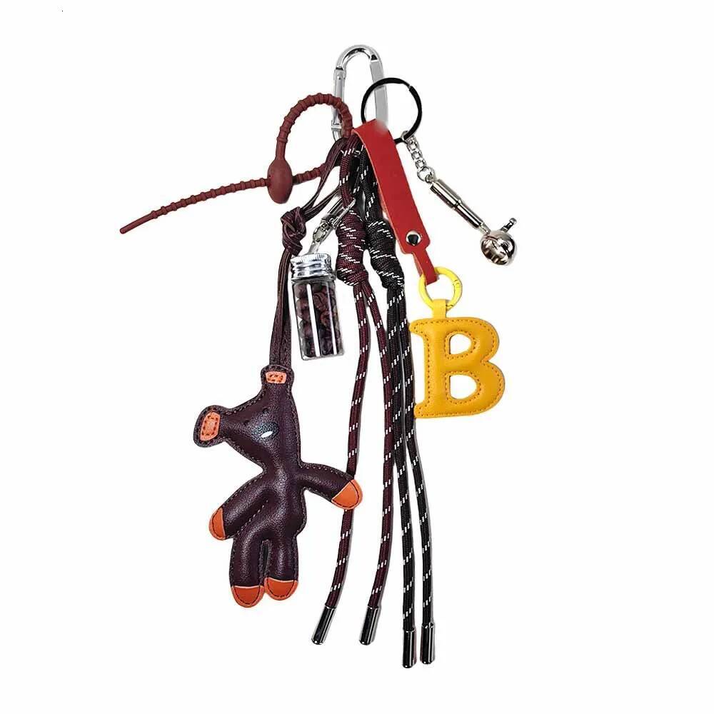 Cute Teddy Bear Leather Keychain with Coffee Bean Glass Bottle Handle Miu Style Unisex Bag Charm Accessory ddmymarket