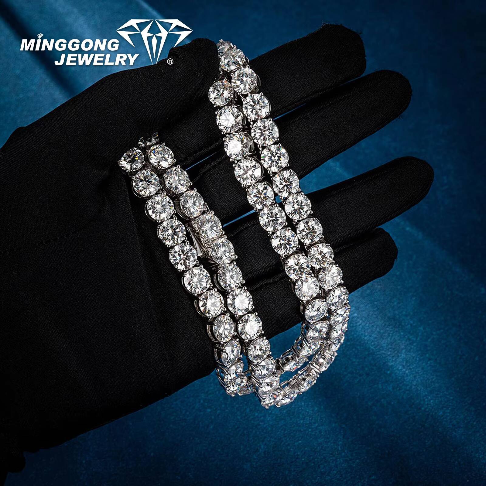 Factory Direct 925 Moissanite Diamond 100% Passed Diamond Test Tennis Chain Hip Hop Bling Style Necklace High Quality Product
