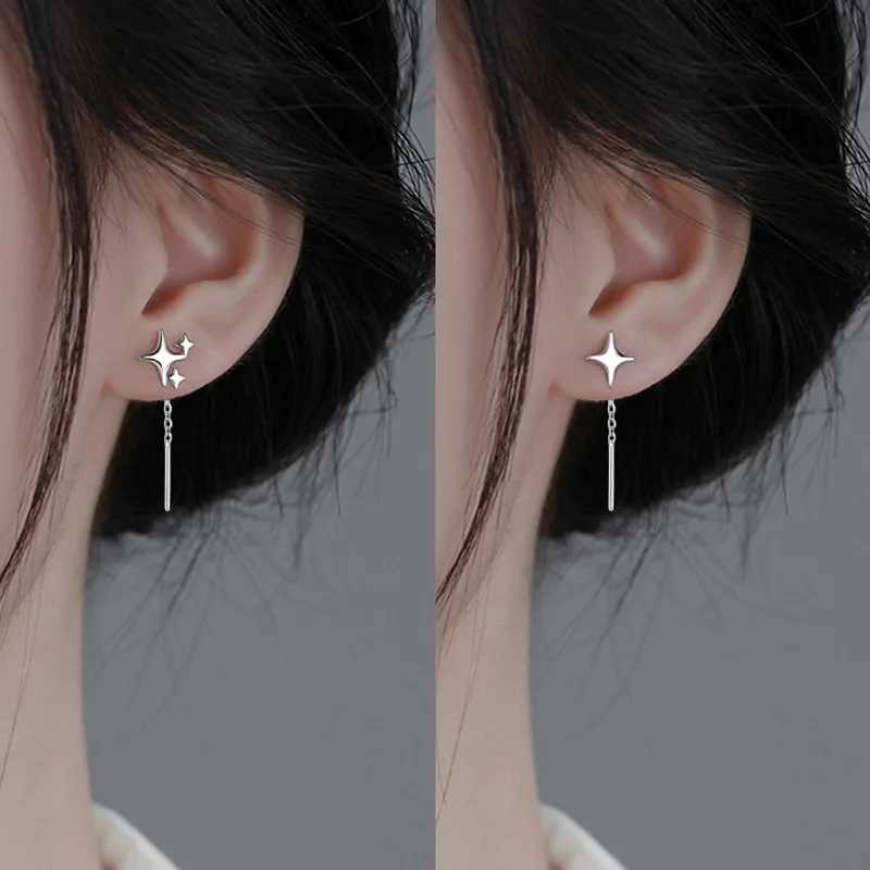 2024 New Korean Star Ear Wire Tassel Thread Chain Climb Star Pendants Drop Earrings Womens Straight Hanging Earrings Jewelry XJ250722
