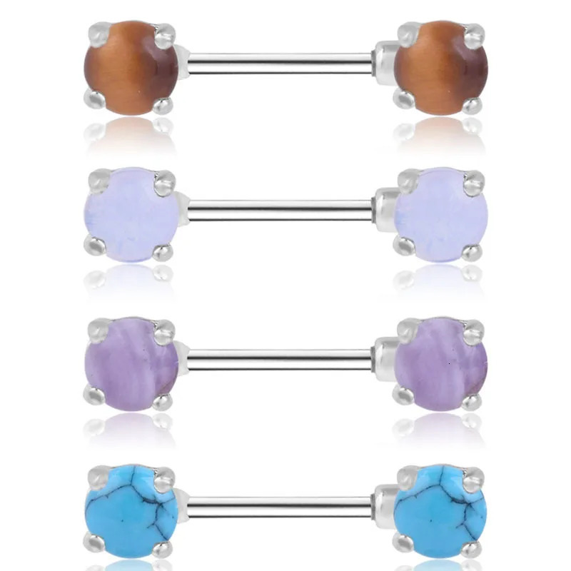 1Pair Stainless Steel Crystal Nipple Piercing Barbell Lot 14Gcharming Opal Nipple Piercing Jewelry Bulk Sexy Nipple Piercing Set 250722