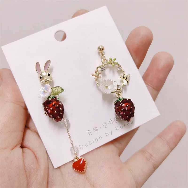 Korean Style Flower Cute Animal Rabbit Dangle Earrings For Women Sterling Silver Zircon Bee Asymmetrical Tassel Earring Party Jewelry XJ250722