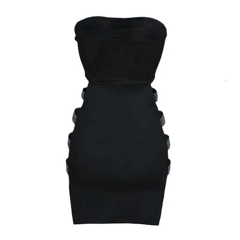 Women Sexy Tube Pencil Dress Sexy Club Summer Clothes Fashion Solid Color Rhine Hollow Skinny Mini Dress XJ250722